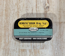 Vintage Abbott Laboratories Nembutal Capsules Sample Tin #3150, 3/4 grams picture