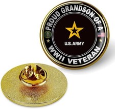 Proud Grandson Of A World War 2 WW2 Veteran Tie Suit Shirt Lapel Pin - Gold picture