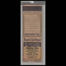 Matchbook Cover - Star Match Co Edwardo Lucci Furniture Made Lansdale, PA picture