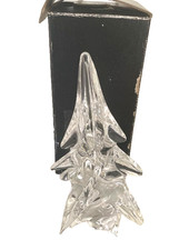 Vintage 25% Lead Crystal clear Glass pointy Christmas Tree 6” paperweight picture