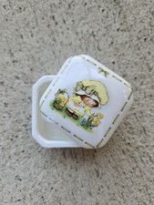 Vtg Heartline Miss Mitzie Porcelain Trinket Box Yellow Bonnet Flower Girl 1980s picture