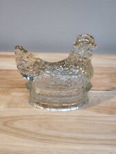 Vintage Hen On Nest Clear Glass Figurine picture