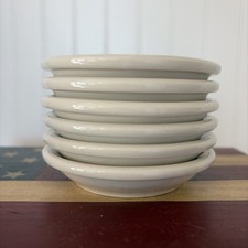 Set Of 6 Vintage Primitive Style Chunky Butter Pats White 3 1/4”  Farmhouse picture