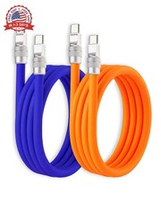 240W Silicone USB C to C Cable, 2 Pack, Blue+Orange, 3.3FT picture
