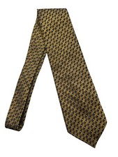 Gucci Tie Gold Yellow Black Design Silk 100% Men'S Necktie Luxury picture