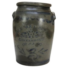 Williams & Repertoire Greensboro, PA 3-Gallon Blue Decorated Stoneware Crock picture