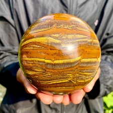 3.46LB Large Natural Tiger Eye Stone Crystal Ball Quartz Healing Sphere Décor picture