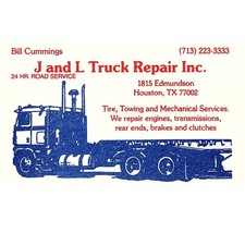 Bill Cummings J & L Truck Repair Inc Houston Vintage Business Card SC9-B2 picture