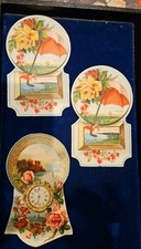 1880s-90s  3 Victorian Die-Cut Sea Sailboat Parasol Umbrella & Clock picture
