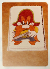 FOUND PHOTO 1980's Vintage Birthday Cake Cartoon Yosemite Sam Looney Tunes picture