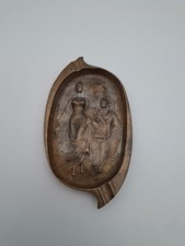 Vintage Mid Century Naughty Gag Ashtray Risque Oh Double Sided Metal Ash Tray picture