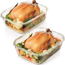 Razab 10 Cups/ 80 Oz 4 Pc (Set of 2) Glass Food Storage Containers with Airti... picture