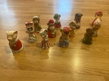 Vintage Jasco R O C Christmas Critter Bells Set of 12 Animals Bisque Porcelain picture