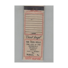 1920s-1930s Diamond Quality Matchbook Cover The Penn-Wells Wellsboro PA picture