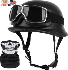 German Style Motorcycle Helmet DOT Approved Adult Men Women Half Helmet Skull... picture