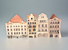 Prague Czech Porcelain Town Houses Vintage Handmade Miniature Lot of 4 Read/SEE* picture
