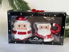 Johanna Parker Carnival Cottage Creamer Sugar Set Christmas Mr. Mrs. Claus Santa picture