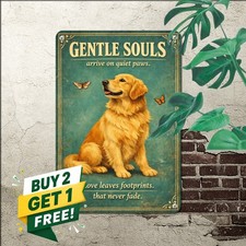 Golden Retriever Angel Wings Tin Sign 8x12 Faithful Pet Memorial Plaque Art picture