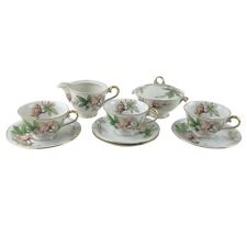 Meito China Woodrose Tea Set 10 pc Sugar Creamer Teacups Saucers Made in Japan picture
