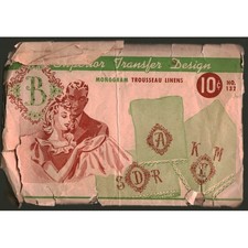 Vintage Superior Transfer Design 132 Monogram Trousseau Linen Embroidery Pattern picture