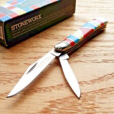Rough Ryder Stoneworx Peanut Pocket Knife Stainless Blades Turquoise/Pearl/Stone picture