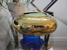 Beautiful Hosley Decorative Hammered Solid Brass Floral Planter India 7.5