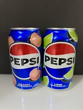🔵 Brand New Limited Edition Rare Pepsi PEACH & LIME Flavored Soda (2 Cans) picture