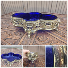 Antique WMF Metal /Glass silver plated LOUIS XVI decor lion planter jardiniere picture