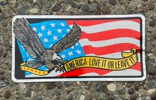 HUGE 1970s Holographic America Love It Or Leave It Eagle USA Flag Decal Sticker picture