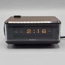 Vintage Sankyo 610K Alarm Clock Wood Grain Tested Working Orange Numbers picture