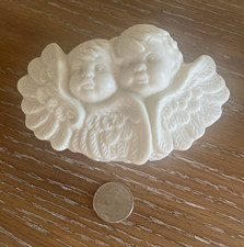 Vintage White Bisque Cherub Trinket Box picture