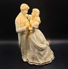 VTG Formalities Baum Bros. Bride & Groom Gold Trim Porcelain Music Box Figurine picture