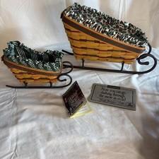 2 Longaberger Set~ 1997 Dash Away Sleigh & 1998 Santa’s Little Helper, christmas picture