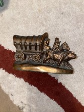 OLD COVERED WAGON PULLED BY OXEN WITH SOLDIERS picture