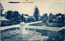 Place de l’Eglise France Vintage Postcard Village Square Church c1910 picture