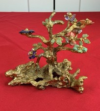 Vtg Edward Swoboda Gemstone Bonsai Tree Jade Amethyst Gold Plated MCM 3.75” picture
