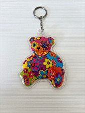 Vintage UltraRare Lisa Frank Vibrant Multicolor Blossom Bear Puffy 90s Keychain picture