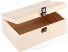 9.2 x 5.5 x 3.9 in, Unfinished Wood Box with Hinged Lid picture