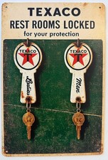 Texaco Gasoline Gas & Oil Sign - Texas Fuel Company - Vintage Restrooms picture