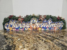 Vintage Lighted Merry Christmas Hanging Sign 24
