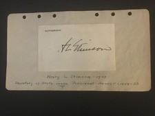 1929 HENRY L STIMSON SECRETARY OF STATE UNDER HOOVER AUTOGRAPHED 3 X 5 picture