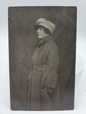 Russia Antique Real Photo Postcard RPPC Woman Belted Coat Cap 1910s Fashion picture