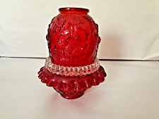 Vintage Fenton Glass Ruby Red Embossed Rose Fairly Lamp, Complete picture