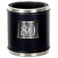 18th to 80th Birthday black stubby holder black rubber rings Pewter framed badge picture