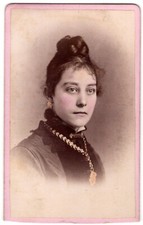 Antique CDV Circa 1880s C.e. Finn Black Gorgeous Lady In Dress Boston picture