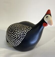 Ceramic Bird Fowl Figurine Statue Decor Polka dots pattern Black White Red picture