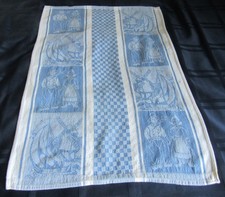 Vtg Dutch Woven Dish Towel Windmills Traditional Clothing Blue White Kitchen Tea picture