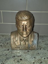 Vintage JFK Banthrico Coin Bank 1960s John F. Kennedy Bronze Finish Chicago... picture