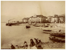 Italy, Pallanza, Lake and Town Hall View Albumen Print 19x25 picture