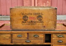 Antique Vintage Martin Senour  Paint Varnish Wood Crate Box Advertising Sign picture